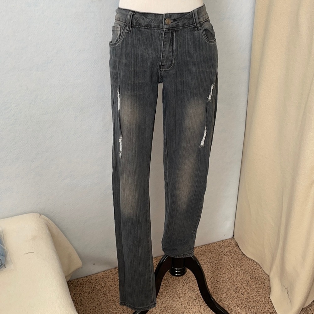 RichCow Jeans Ripped Black Fade Slim Leg Jeans